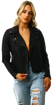 Noisy May Black Rebel Leather-Look Pu Jacket