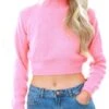 Glamorous Sweet Coral Cropped High Neck Jumper