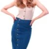 Dv8 Blue Midi Denim Button Skirt -Noisy May Shop 15871