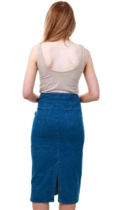 Dv8 Blue Midi Denim Button Skirt -Noisy May Shop 15871 3
