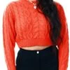 Brave Soul Orange Chunky Knit Crop Jumper -Noisy May Shop 17089