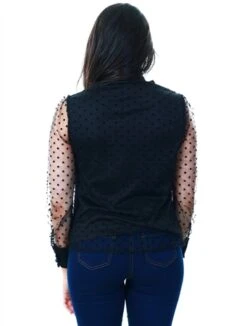 Parisian Black Dobby Mesh Pussy Bow Blouse -Noisy May Shop 17090 3