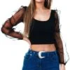 Ax Paris Black Puff Sleeve Crop Top -Noisy May Shop 17705