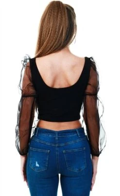 Ax Paris Black Puff Sleeve Crop Top -Noisy May Shop 17705 3