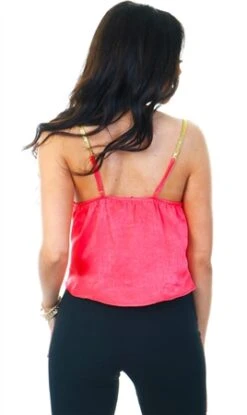 Saint Genies Coral Diamante Strappy Silky Top -Noisy May Shop 19668 3