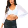Saint Genies White Long Sleeve Crop Top -Noisy May Shop 19672