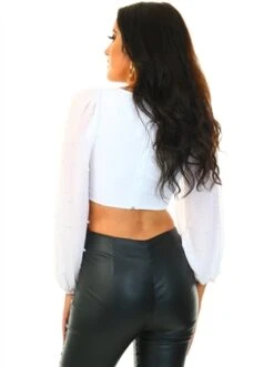 Saint Genies White Long Sleeve Crop Top -Noisy May Shop 19672 3