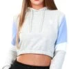 11 Degrees Grey Marl/Lilac Panel Crop Hoodie
