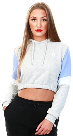 11 Degrees Grey Marl/Lilac Panel Crop Hoodie