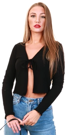 Veromoda Black Riley Long Sleeve Crop Cardigan