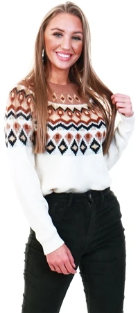 Only Beige / Beaver Fur Patterned Knitted Pullover