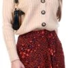 Missi London Rust Leopard Midi Skirt