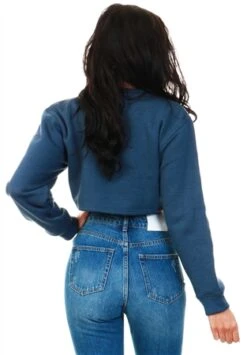 Daisy Street Navy Marl Cropped Printed Sweater -Noisy May Shop 20594 3