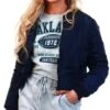 Vivichi Navy Meg Pull-Ring Zip-Up Bomber Jacket -Noisy May Shop 20769