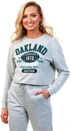 Brave Soul Grey Marl Oakland Print Sweater