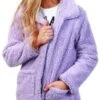 Brave Soul Lilac Heavenly Fur Zip Jacket