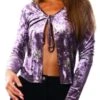 Cutie London Lilac Floral Velvet Front Tie Cardigan