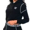 11 Degrees Black Cropped Contrast Coverstitch Pullover Hoodie -Noisy May Shop 20853