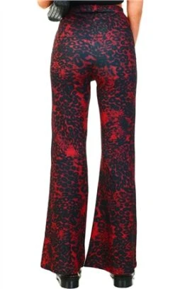 Missi London Red / Black Animal Print Flare Trousers -Noisy May Shop 20878 3