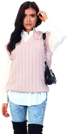 Ax Paris Pink Cable Knit Tank Top