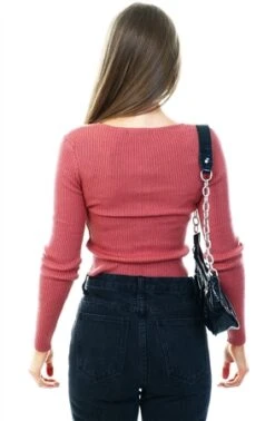 Brave Soul Antique Rose Ribbed Cropped Cardigan -Noisy May Shop 21008 3