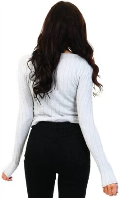 Vila Grey / Light Grey Melange V Neck Pearl Cardigan -Noisy May Shop 21104 3