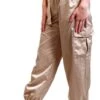 Only Beige / Humus Track Satin Trousers