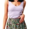 Noisy May Orchid Bloom / Leaf Val High Waisted Short Skirt