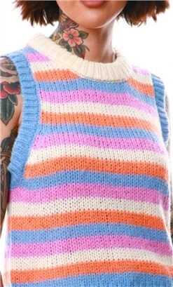 Pieces Cyclamen Stripped Sweater Vest -Noisy May Shop 21801 1