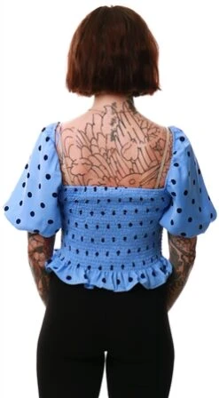 Brave Soul Blue Polka Dots Smock Top -Noisy May Shop 22027 3