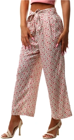 Urban Bliss Cream Pleated Crop Trousers