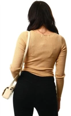 Veromoda Brown / Tan V-Neck Knitted Pullover -Noisy May Shop 22717 3