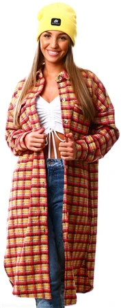 Noisy May Carmine / Gold Long Check Shacket