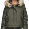 Only Green / Black Olive Faux Fur Hooded Jacket -Noisy May Shop 23167