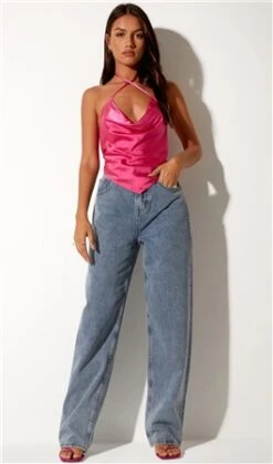 Motel Satin Pink Tevy Top -Noisy May Shop 23383 2