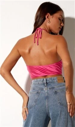 Motel Satin Pink Tevy Top -Noisy May Shop 23383 3