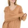 Brave Soul Warm Camel Oversized Cable V-Neck Jumper 2 Brave Soul Warm Camel Oversized Cable V-Neck Jumper -Noisy May Shop 23494