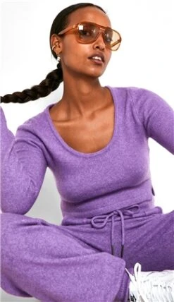 Noisy May Amethyst Orchid Cropped Knitted Top -Noisy May Shop 23650 3