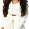 Urban Bliss Cream Fluffy Longline Belted Cardigan -Noisy May Shop 23968