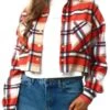 Noisy May Hazelnut / Cherry Flanny Cropped Chequered Shirt
