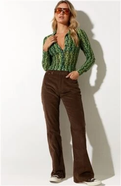Motel Wavy Daisy Green Kelly Cropped Shirt -Noisy May Shop 24021 2