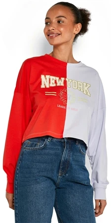 Noisy May Purple Heather Colour Block Sweatshirt