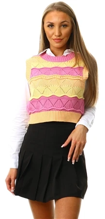 Vila Pink / Fuchsia Pink Zou Striped Knitted Vest