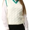 Vivichi White / Green Cable Knit Vest -Noisy May Shop 24519