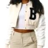 Brave Soul Stone Varsity Style Cropped Pu Sleeve Bomber Jacket -Noisy May Shop 24679