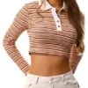 Neon & Nylon Beige / Pumice Stone Emma Long Sleeved Polo Top -Noisy May Shop 24734