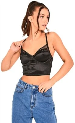 Saint Genies Black Coraline Satin Bustier