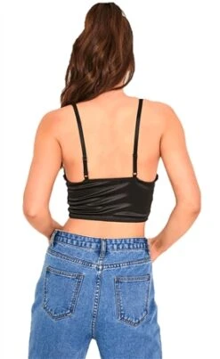 Saint Genies Black Coraline Satin Bustier -Noisy May Shop 24845 3