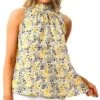 Girl In Mind Yellow Animal Paris Tie Back Halterneck Top