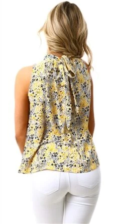 Girl In Mind Yellow Animal Paris Tie Back Halterneck Top -Noisy May Shop 24940 3